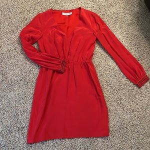 TRINA TURK red long sleeve v-neck dress, size 4